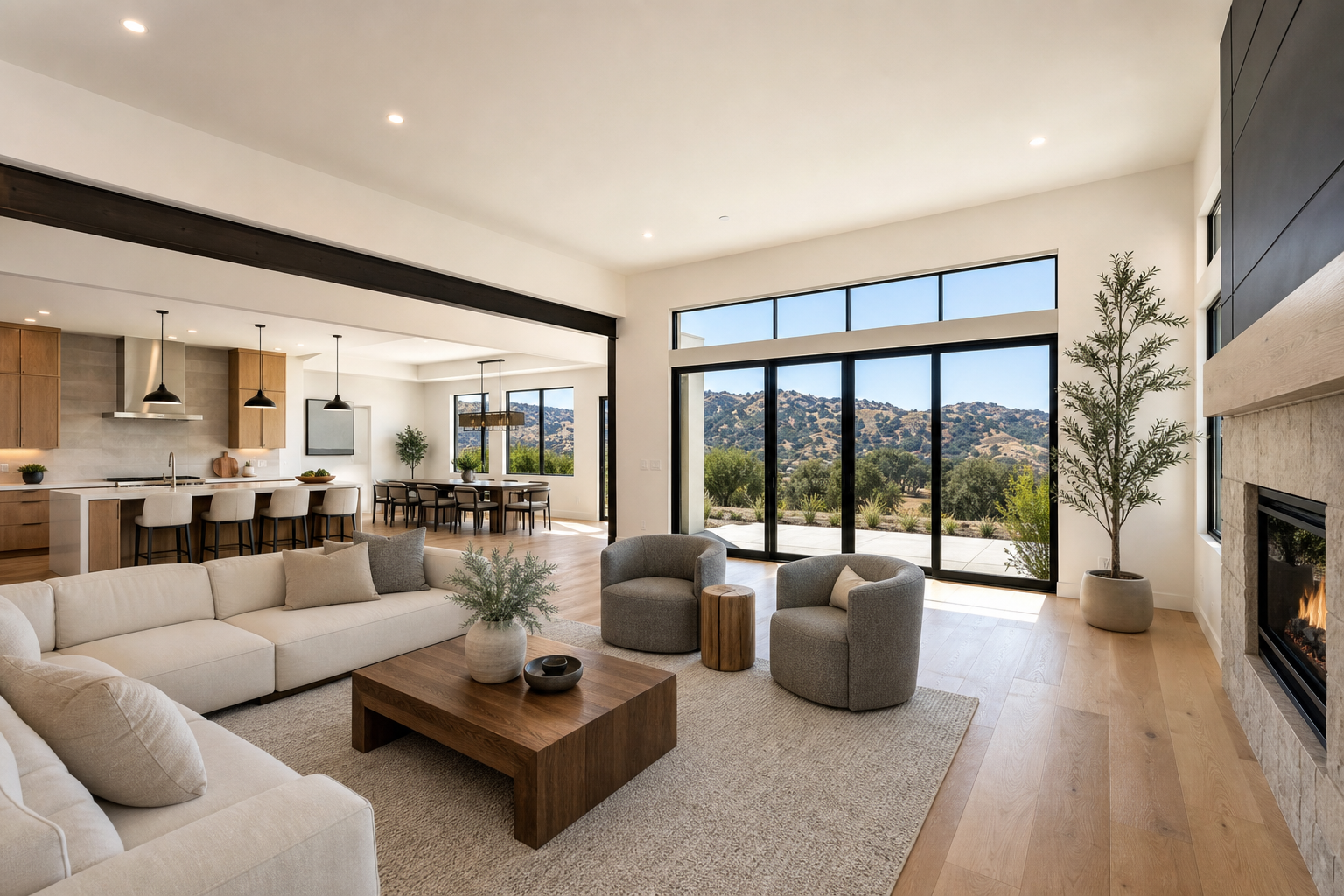 Finished interior living space in a completed custom new home